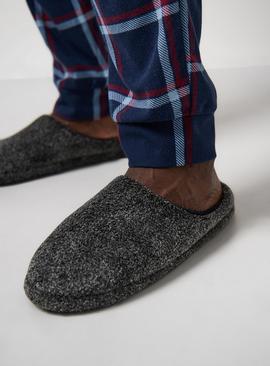 Charcoal Borg Fleece Mule Slippers