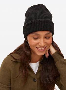 Black Knitted Beanie Hat One Size