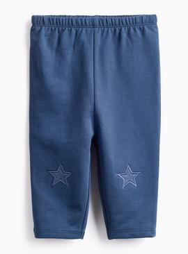 Navy Star Detail Fleece Lined Leggings