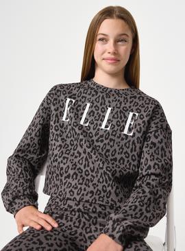 ELLE Leopard Printed Boxy Sweatshirt