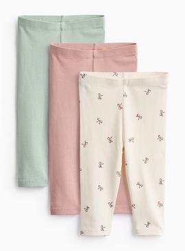 Pastel Bow Printed Leggings 3 Pack