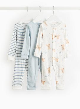 Blue Bear Print 'Grow with Me' Sleepsuits 3 Pack 18-24 months
