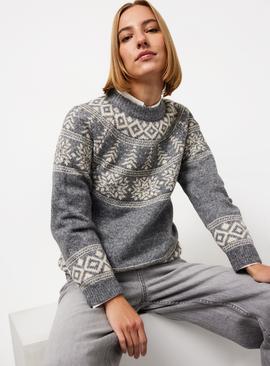 Grey Fairisle Knitted Jumper