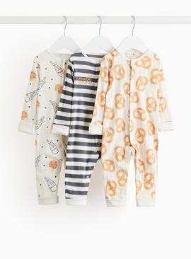 Pretzel Printed Grow With Me Hem Sleepsuit 3 Pack