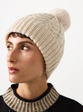 Cream Cable Knitted Beanie One Size