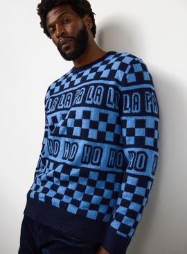 Mini Me Men's Christmas Chequered Slogan Jumper