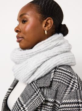 Grey Ribbed Knitted Neck Warmer One Size
