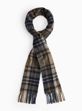 Khaki Brushed Check Printed Scarf One Size