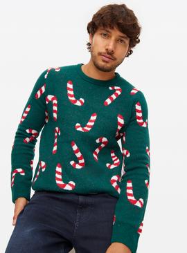 Matching Family Men's Christmas Candy Cane Crew Neck Jumper