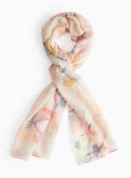 Pink Butterfly Printed Scarf One Size