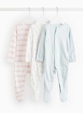 Stripe & Floral Print Sleepsuits 3 Pack 18-24 months