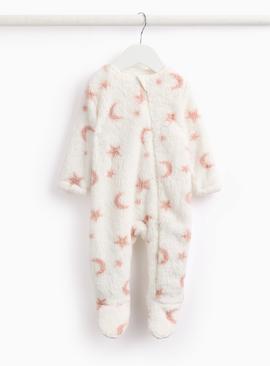 Moon And Stars Printed Fleece Sleepsuit