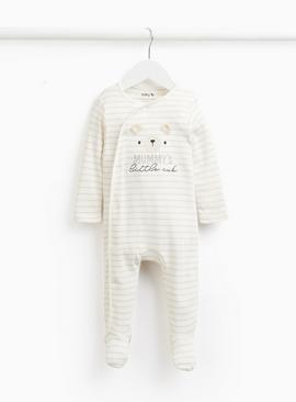 Mummy's Little Cub Slogan Striped Sleepsuit