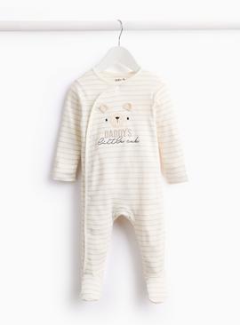 Daddy's Little Cub Slogan Striped Sleepsuit