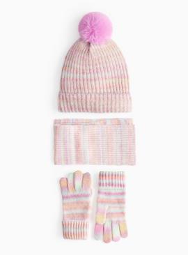 Rainbow Knitted Scarf 3-Piece Set