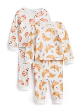 Breakfast Printed Ribbed Pyjamas 2 Pack