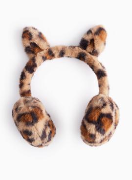 Leopard Printed Faux Fur Ear Muffs One Size