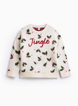 Matching Family Kids' Christmas Sequin Jingle Slogan Knitted Jumper