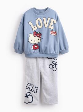 Hello Kitty Printed Blue Sweatshirt & Grey Wide Leg Joggers