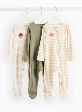 Woodland Boucle Sleepsuits 3 Pack 9-12 months