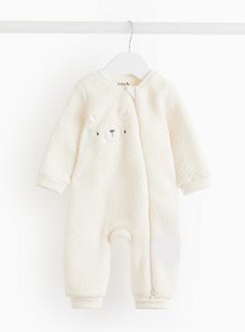 Cream Bear Borg Fleece Sleepsuit