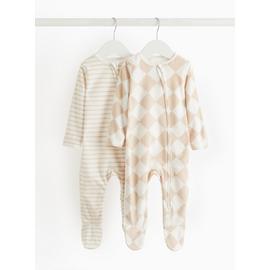 Harlequin & Stripe Fleece Sleepsuits 2 Pack