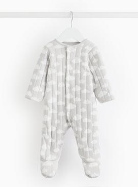 Grey Cloud Print Quilted 2.5 Tog Sleepsuit