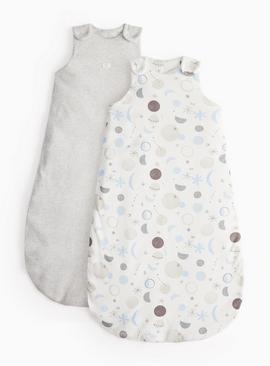 Moon & Stars Printed 2.5 Tog Sleeping Bag 2 Pack 18-24 months