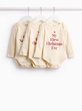 First Christmas Slogan Bodysuits 3 Pack