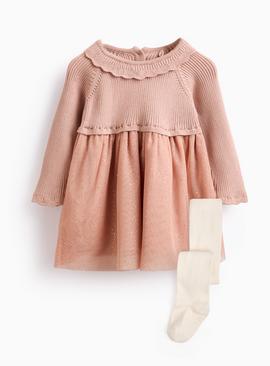 Pink Twofer Sparkle Mesh Dress