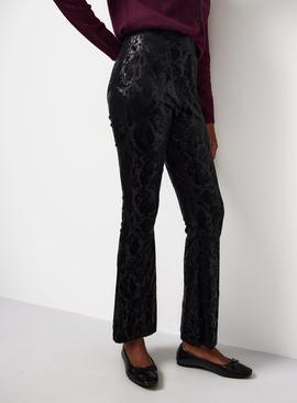 Black Snake Velvet Flare Trousers