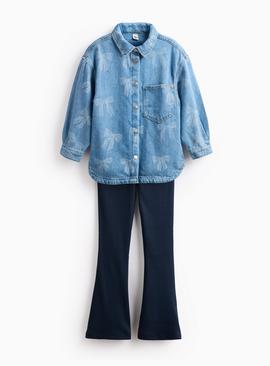 Bow Printed Shirt & Leggings Set