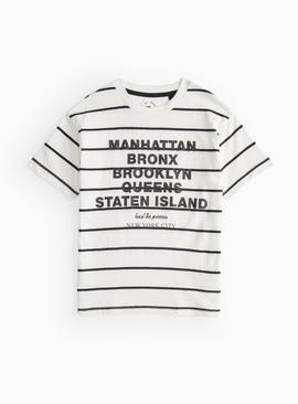 White Striped Graphic Print T-Shirt