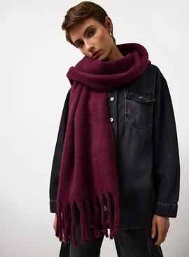 Burgundy Heavyweight Knitted Scarf One Size
