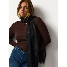 Black Jacquard Sparkle Star Lightweight Scarf One Size