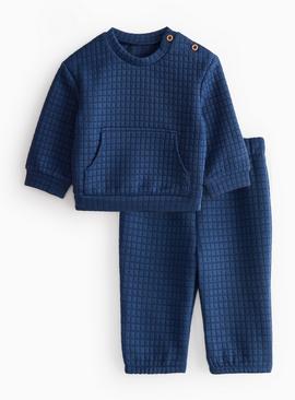 Navy Quilted Sweatshirt & Joggers Set