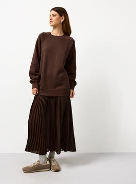 Sweatshirt Combined Plisse Midaxi Dress