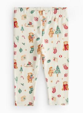 Christmas Teddy Bear Printed Leggings