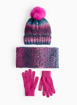 Pink Ombre Knitted 3-Piece Set
