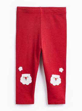 Christmas Santa Badge Red Leggings