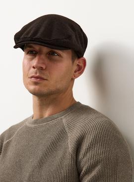 Brown Herringbone Flat Cap