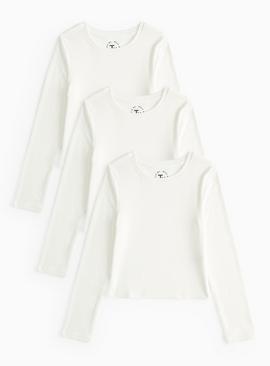 Ribbed Long Sleeve Tops 3 Pack