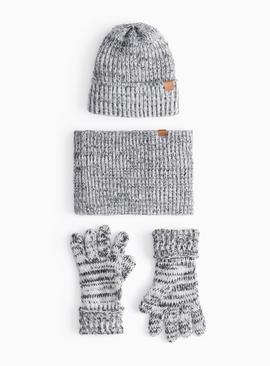 Grey Space Dye Knitted 3-Piece Set