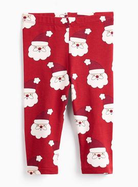 Red Santa Claus Christmas Patterned Leggings