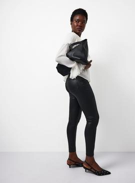 Black Coated Modal Blend Skinny Jeans