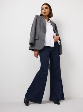 Denim Lyocell Blend Palazzo Flared Jeans