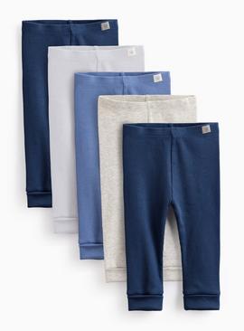 Blue Ribbed Leggings 5 Pack