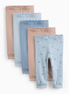 Blue Ribbed Leggings 5 Pack