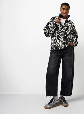 Mono Animal Printed Quarter Zip Borg Fleece