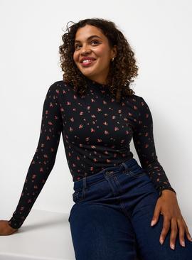 Printed High Neck Modal Blend Top